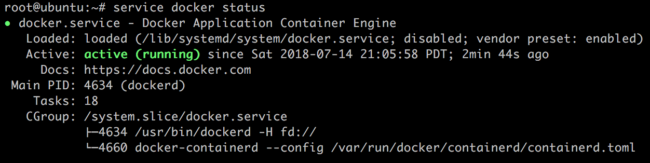 Docker service successful status